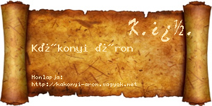 Kákonyi Áron névjegykártya